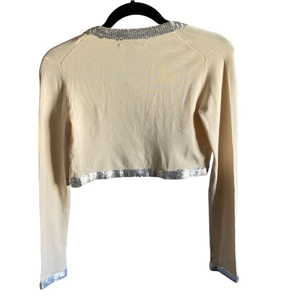 International Concepts Petite Womens SIlk Sequin Trim Cardigan Shrug-Cream-NWF - Picture 6 of 7